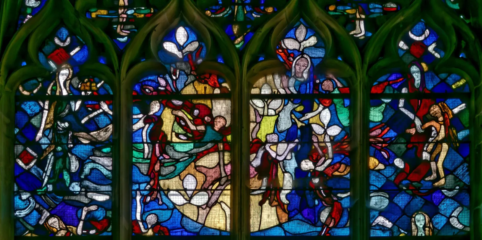 L'Assomption de la Vierge avec, à gauche, la sibylle d'Érythrée (cf Dies Irae) et, à droite, Sarah et son fils Isaac